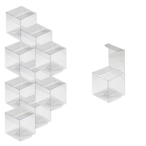Box, plastic, clear, 2 x 2 x 2-inch square with peel-off protective film. Sold per pkg of 10. image number 0
