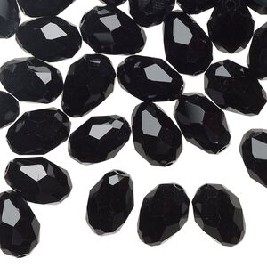 Bead Celestial Crystal® 1pkg40, 11X7.5mm-12X8mm teardrop / 66 facets, opaque black