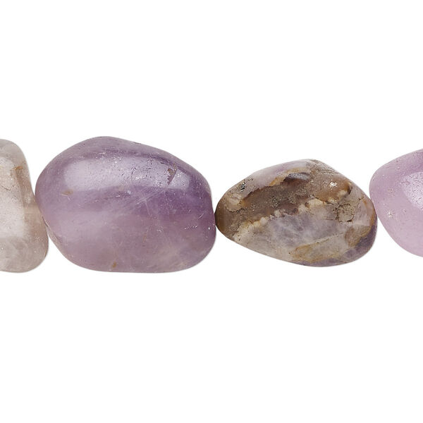 Bead, banded amethyst (natural), light to dark, small to medium tumbled nugget, Mohs hardness 7. Sold per 15-1/2" to 16" strand. image number 0