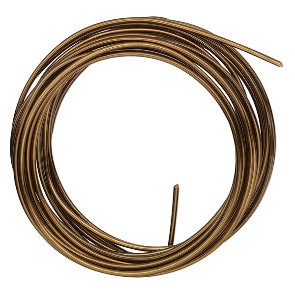 Wire, ParaWire™, vintage bronze-finished copper, round, 14 gauge. Sold per 10-foot section. image number 0