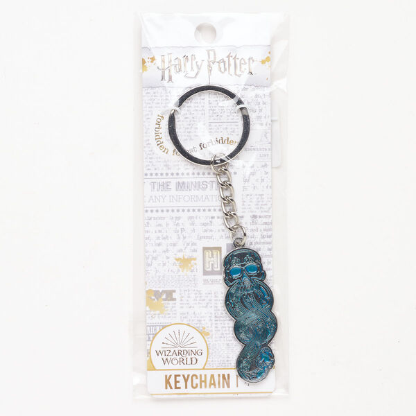 Steel / enamel 1pkg1, Dark Mark™ keychain silver-finished / blue 4-1/4 inch 50mm image number 0