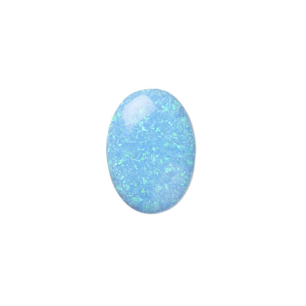 Cabochon, "opal" (silica and epoxy) (man-made), turquoise blue, 18x13mm calibrated oval. Sold individually. image number 0