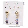 Earring card, paper, white with rainbow confetti, 2x2-inch square. Sold per pkg of 100. image number 2