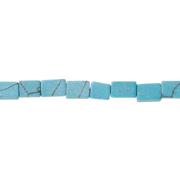 Bead, "turquoise" (resin) (imitation), blue, 5x4mm-6x5mm square tube. Sold per 15-inch strand. image number 0