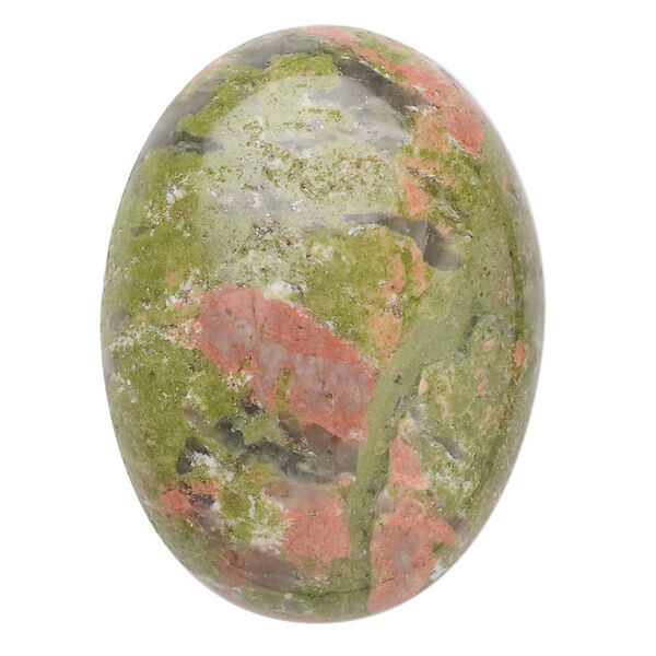 Cabochon, unakite (natural), 40x30mm calibrated oval, B grade, Mohs hardness 6 to 7. Sold individually. image number 0