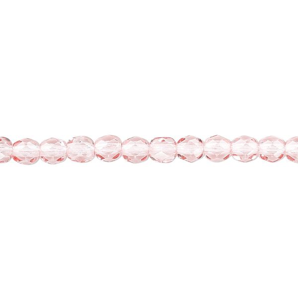 Bead, Czech fire-polished dipped décor glass, pink, 4mm faceted round. Sold per 15-1/2" to 16" strand, approximately 100 beads. image number 0