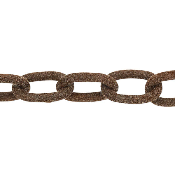 Chain, aluminum, flocked brown, 12mm cable. Sold per pkg of 24 inches. image number 0