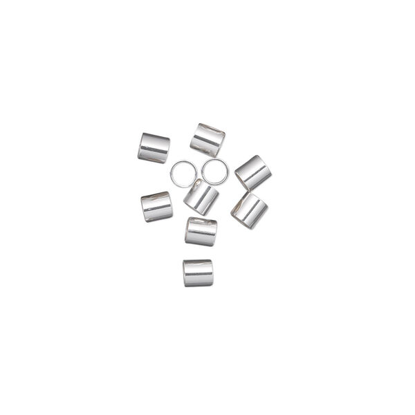 Crimp, sterling silver, 3mm cut tube, 2.5mm inside diameter. Sold per pkg of 10. image number 0
