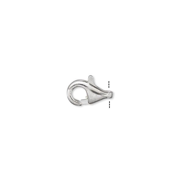 Clasp, lobster claw, silver-plated brass, 10x6mm. Sold per pkg of 10. image number 0