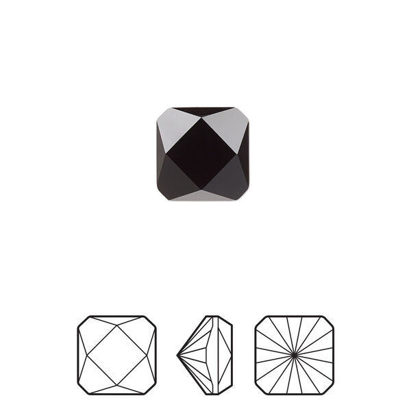 Fancy stone 2pk jet, Crystal Passions® 10mm prismatic square 4499 image number 0