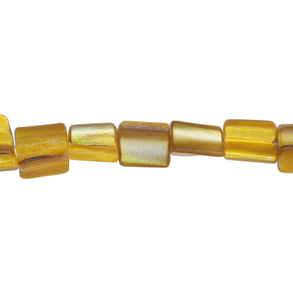 Mother-of-pearl shell 1pkg1, triangle tube bead 15 inch bright gold 7x6mm-12x9mm image number 0