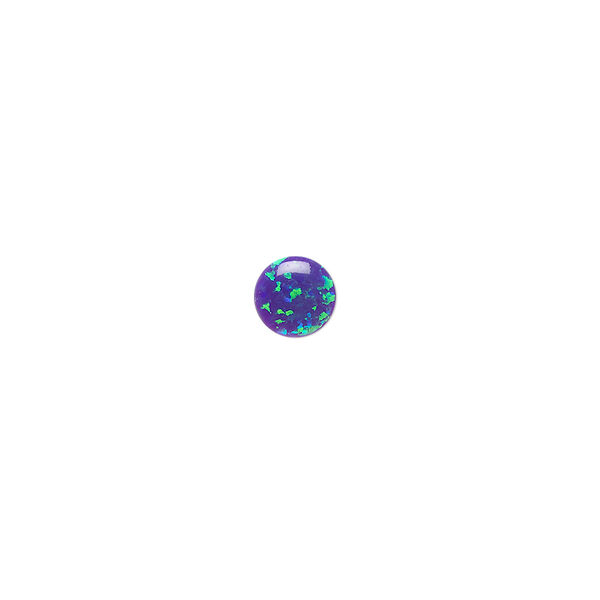 Cabochon, "opal" (silica and epoxy) (man-made), dark blue, 6mm calibrated round. Sold per pkg of 2. image number 0
