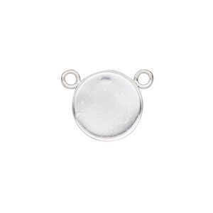 Connector, Almost Instant Jewelry®, fine silver, 15mm closed-back round with 14mm round bezel setting. Sold individually.