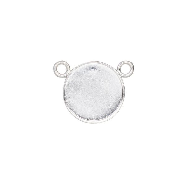 Connector, Almost Instant Jewelry®, fine silver, 15mm closed-back round with 14mm round bezel setting. Sold individually. image number 0