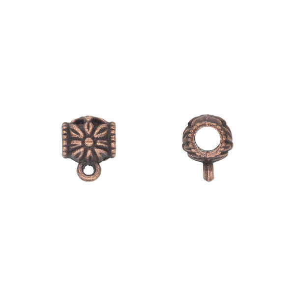 Bead, antique copper-plated "pewter" (zinc-based alloy), 8x7mm barrel with loop. Sold per pkg of 50. image number 0