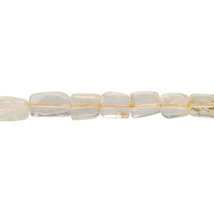 Citrine / quartz crystal 1pkg1, hand-cut rectangle bead 14 inch 6x4mm-10x6mm