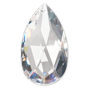 Suncatcher 27pk clear, Asfour Crystal 49x28mm top-drilled faceted puffed teardrop
