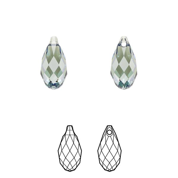 Briolette 24pk erinite, Crystal Passions® 13x6.5mm pendant drop 6010 image number 0