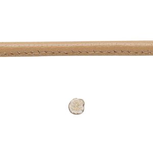 Cord, leather and cotton (dyed), taupe, 4mm zigzag-stitched round. Sold per 1-yard section.