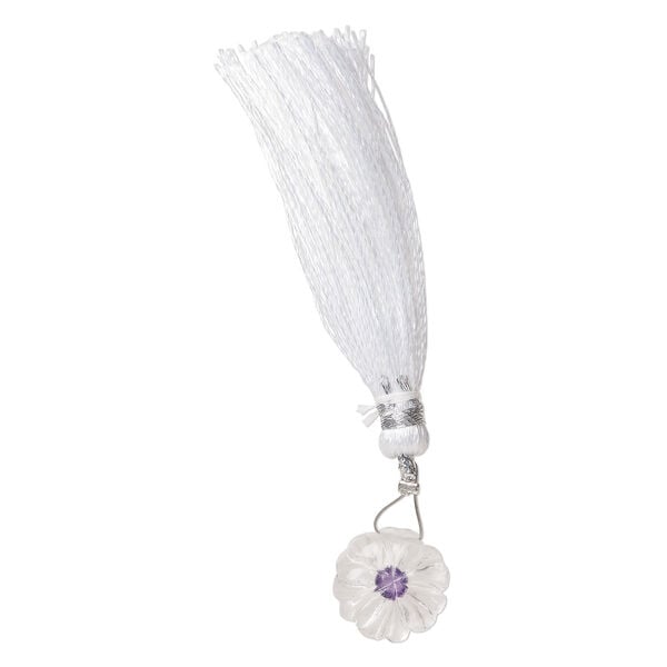 Quartz crystal / amethyst 1pkg1, top-drilled hand-cut 1sided carved flower bead natural, 14mm image number 2