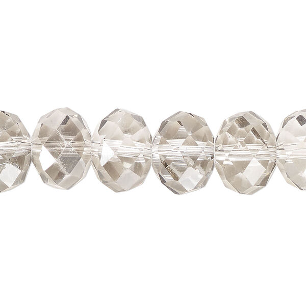 Bead, glass, translucent grey, 11x8mm-12x9mm faceted rondelle. Sold per 8-inch strand, approximately 20 beads. image number 0