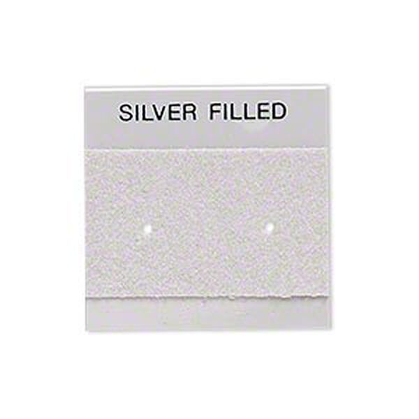 Earring card, flocked plastic, grey and silver, 1x1-inch square with "SILVER FILLED." Sold per pkg of 100. image number 0