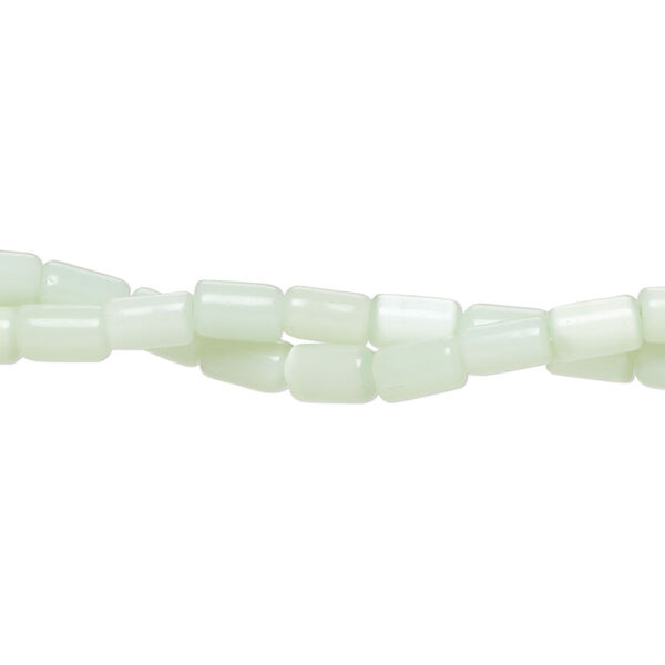 Bead fiber optic 2pk opaque sea green, 5x3mm-6x4mm round tube 14 inch image number 0