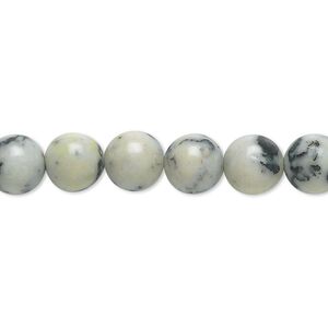 Dendritic jasper 1pkg1, round bead natural 15.5-16 inch 8mm