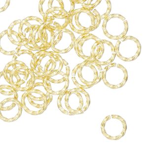 Jump ring, brass, 8mm hand-cut twisted round, 5.4mm inside diameter, 16 gauge. Sold per pkg of 50.