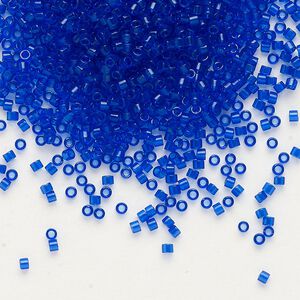 Seed bead, Delica®, glass, pkg/250g, #11 round, transparent cobalt (DB-0707).