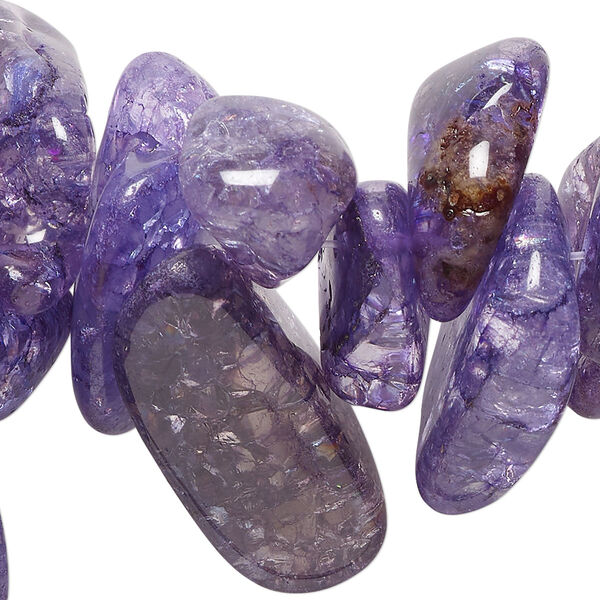 Bead, crackle glass, translucent purple, gigantic chip. Sold per 15-inch strand. image number 0