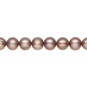 Pearl 1pkg1, cultured freshwater, semi-round C grade, 15 inch 6-7mm dyed purple-gold