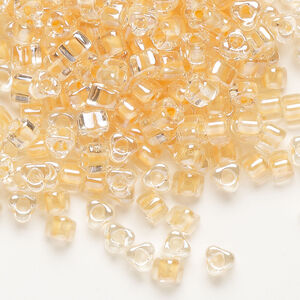 Seed bead, Miyuki 1pkg10g, glass, #5 triangle, transparent tawny inside dyed color clear (TR-1131)