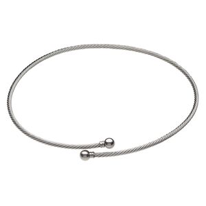 Neckwire, stainless steel, 3.5mm twisted cable, 18 inches with 8mm twist-off ball ends. Sold individually.