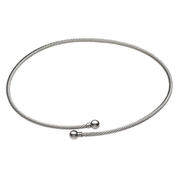 Neckwire, stainless steel, 3.5mm twisted cable, 18 inches with 8mm twist-off ball ends. Sold individually. image number 0