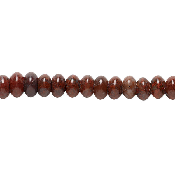 Bead, brecciated jasper (natural), 6x4mm rondelle, B grade, Mohs hardness 6-1/2 to 7. Sold per 15-1/2" to 16" strand. image number 0