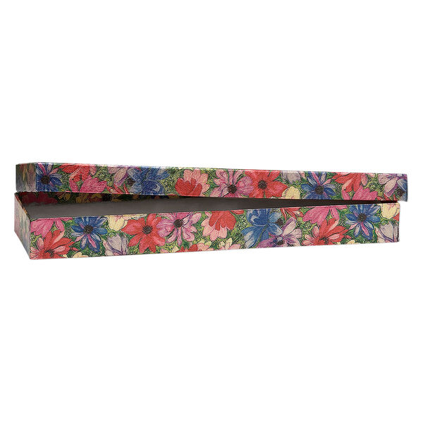Gift box, metallic floral, 8 x 2 x 7/8 inch rectangle with cotton filling. Sold per pkg of 10. image number 0