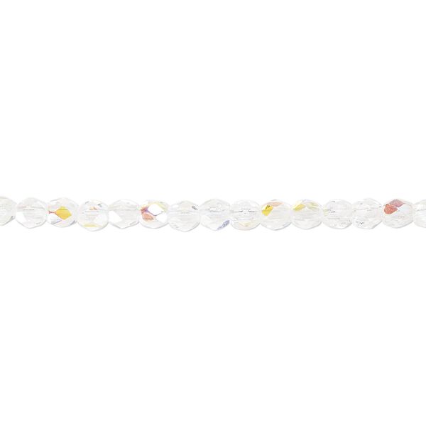 Bead, Czech fire-polished glass, clear AB. 3mm faceted round. Sold per pkg of 1,200 (1 mass). image number 0