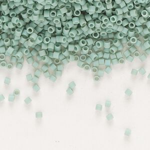 Seed bead, Delica®, glass, pkg/50g, #15 round, opaque matte luster seafoam (DBS-0374).