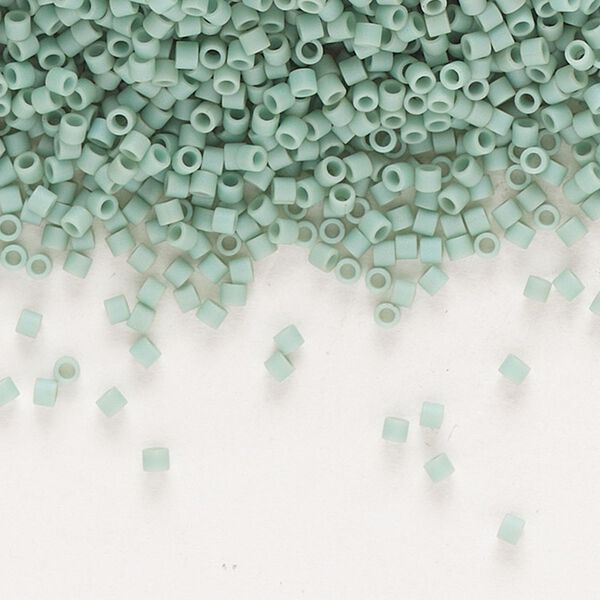 Seed bead, Delica®, glass, pkg/50g, #15 round, opaque matte luster seafoam (DBS-0374). image number 0