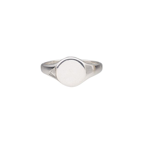 Ring, sterling silver, 10.5mm wide with 10.5mm flat round setting, size 9. Sold individually. image number 0