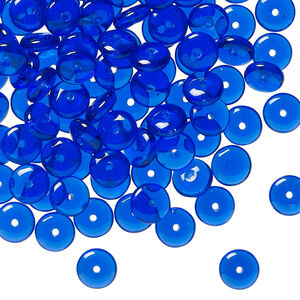 Bead, Czech pressed glass, cobalt, 6x2.5mm rondelle. Sold per 15-1/2" to 16" strand, approximately 160 beads.