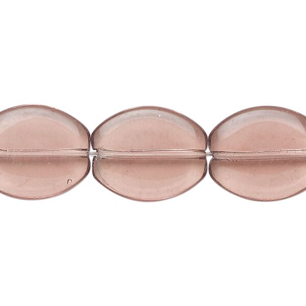 Bead, glass, translucent plum, 17x14mm flat oval. Sold per 15-1/2" to 16" strand, approximately 25 beads. image number 0