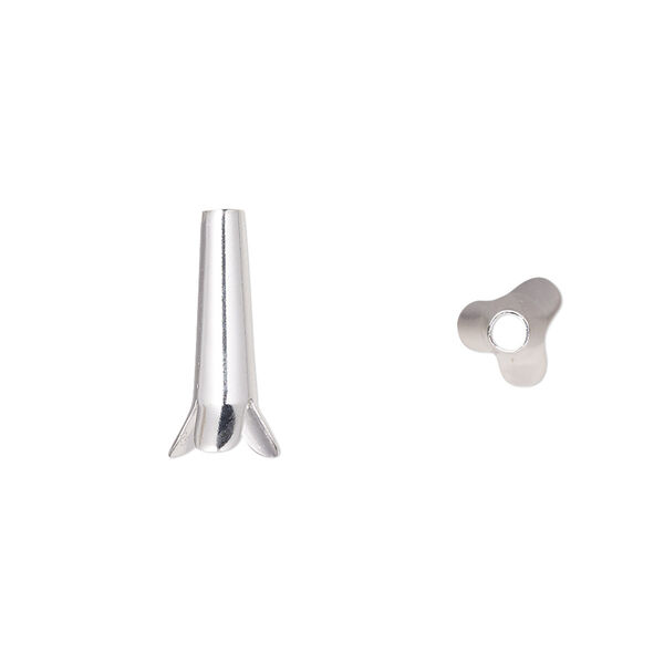 Bolo tip, sterling silver, 16.5x6.5mm, 3mm inside diameter. Sold individually. image number 0