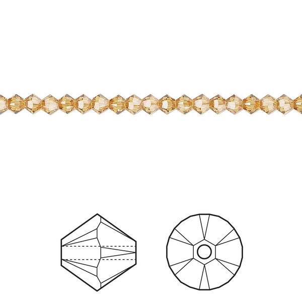 Bead 48pk golden topaz, Crystal Passions® 3mm bicone 5328 image number 0