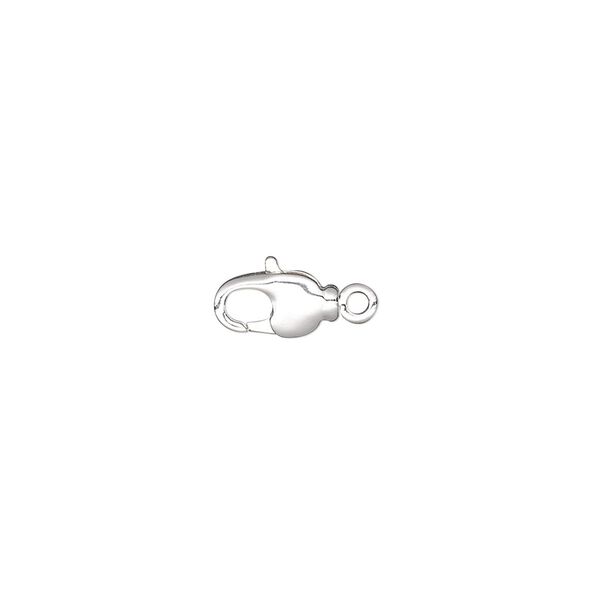 Clasp, lobster claw, silver-plated brass and steel, 9x5mm with swivel. Sold per pkg of 2. image number 0