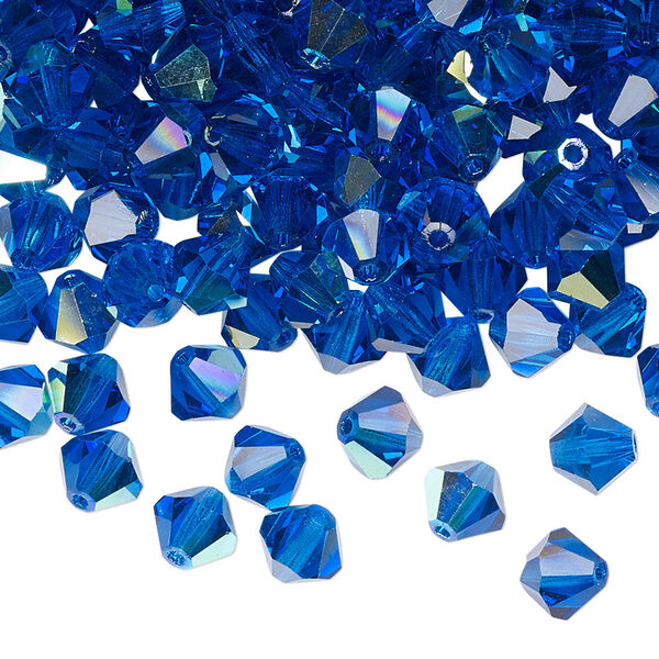 Bead 24pk Capri blue AB, Preciosa Czech crystal 6mm bicone image number 0