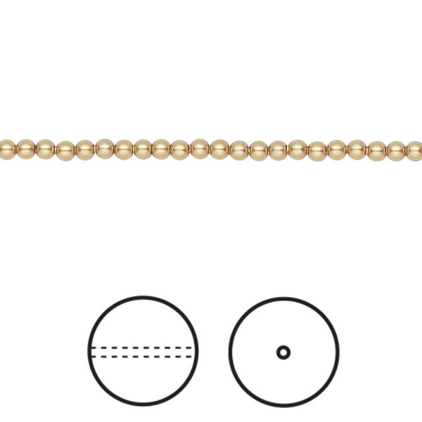 Pearl 1pkg100 royal gold, Crystal Passions® 2mm round 5810 image number 0