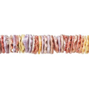 Bead, sea scallop shell (natural), pkg/16 inches, 10mm center-drilled heishi.