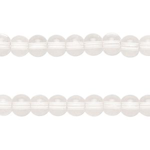 Bead, glass, clear, 6-7mm round. Sold per pkg of (2) 14-inch strands.